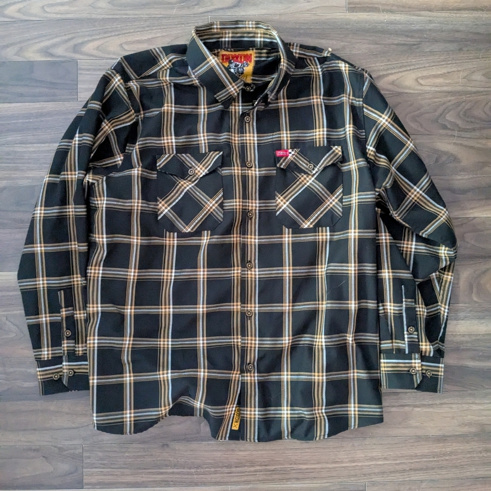DIXXON Black and Tan Plaid Button Down Shirt
